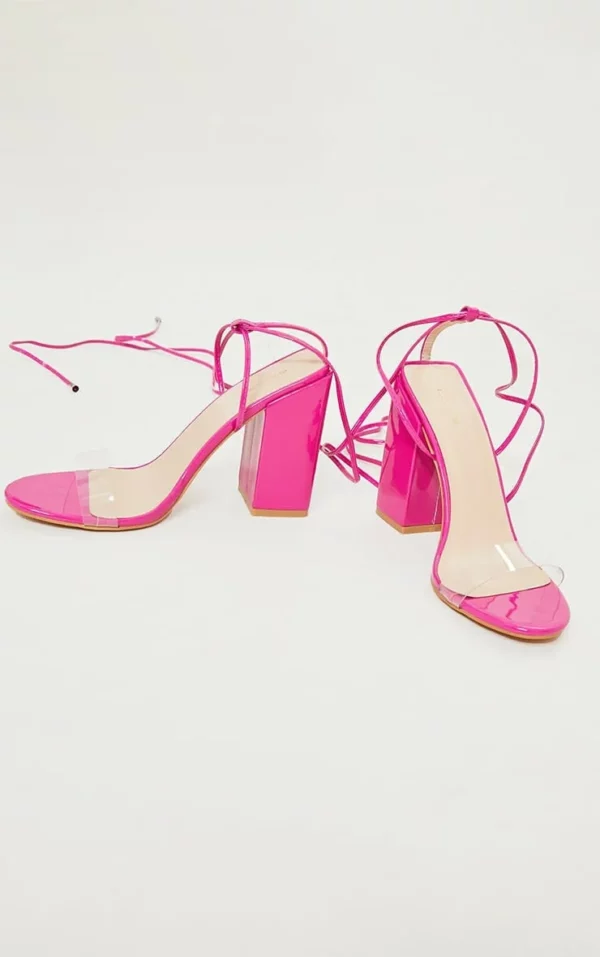 faux leather pink sandals
