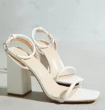 white block heeled sandals
