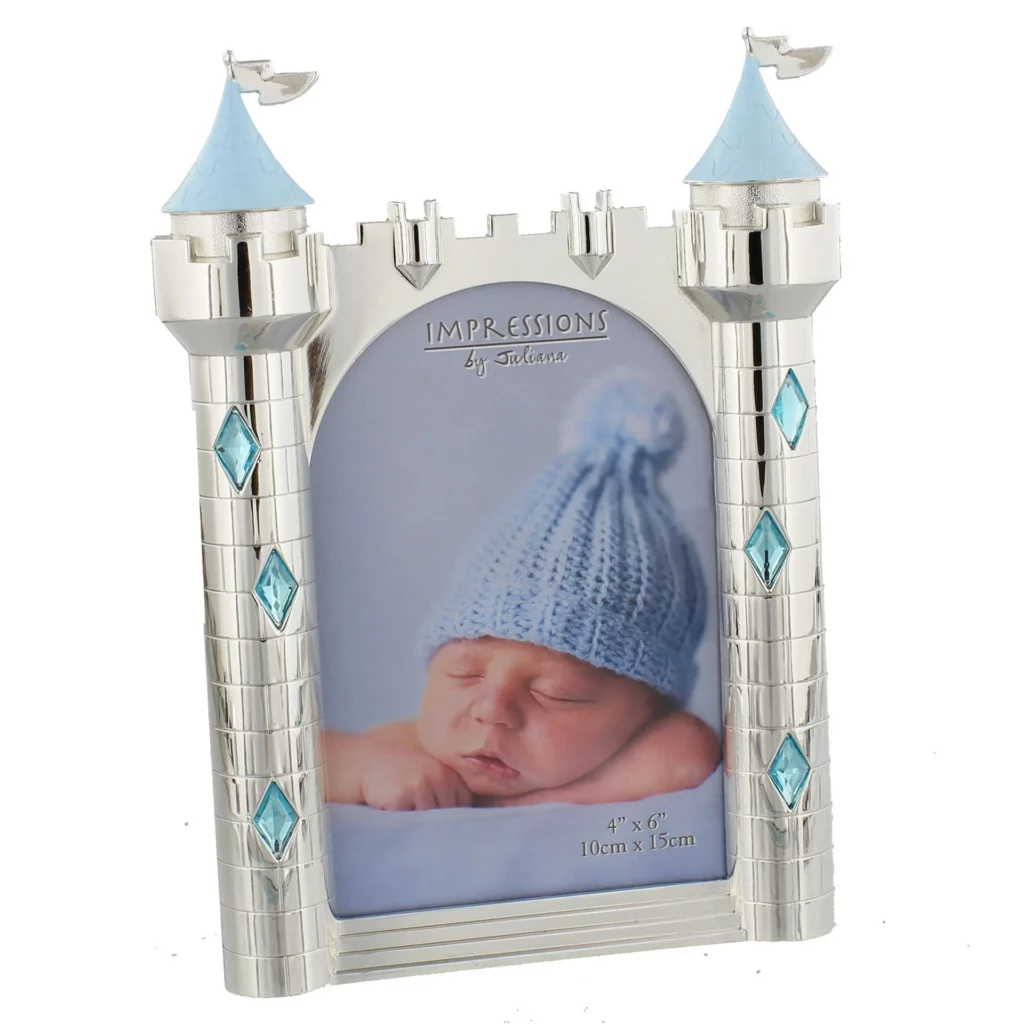 celebrations silverplated castle photo frame blue