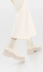 flat cream chelsea boots