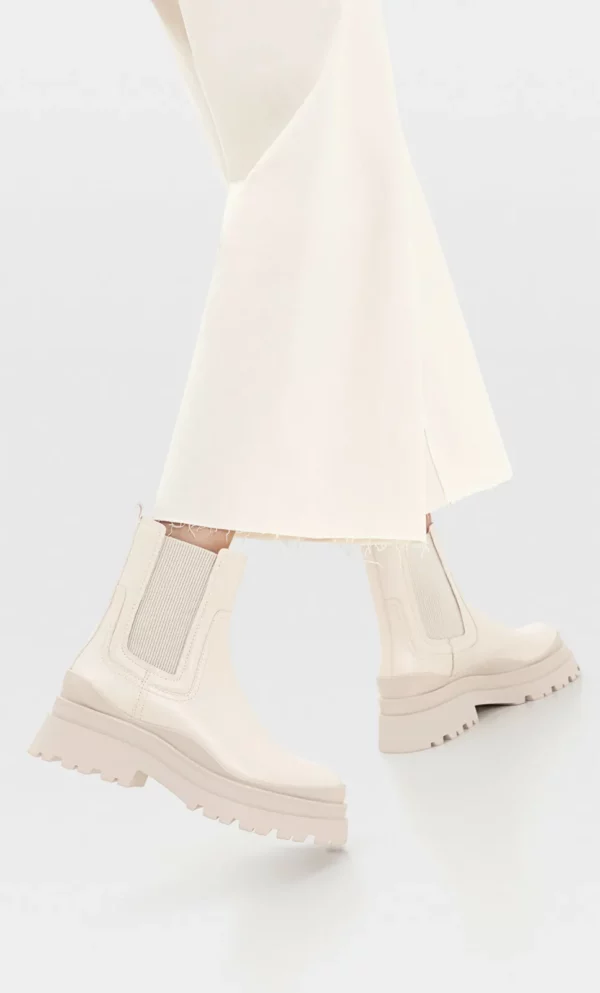 flat cream chelsea boots