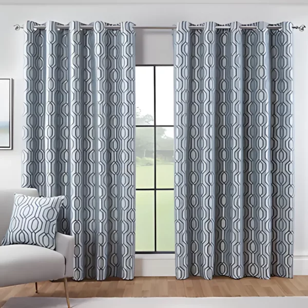 dakota geometric eyelet curtains