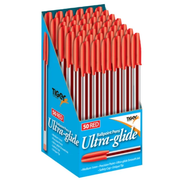 box of 50 red ultra glide ballpoint pens