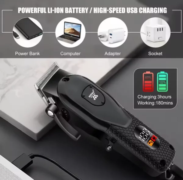 hiena professional hair clipper for men with combs brush