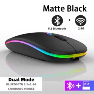 modern wireless mouse with rgb lighting