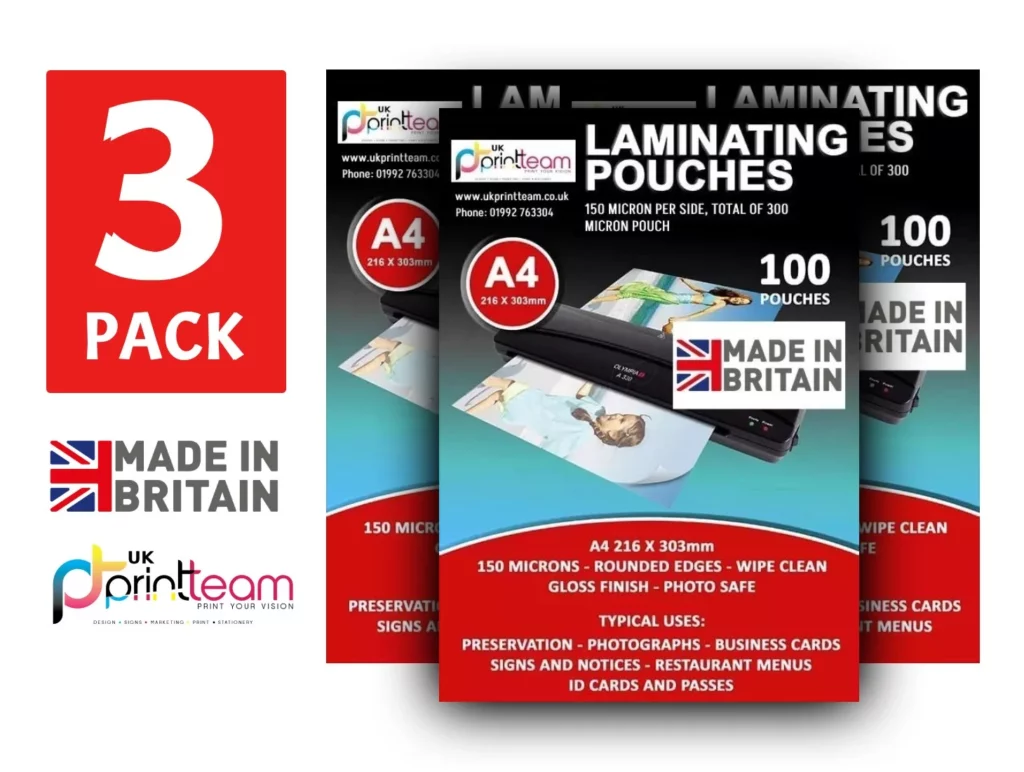 uk print team laminating pouches pack of 3