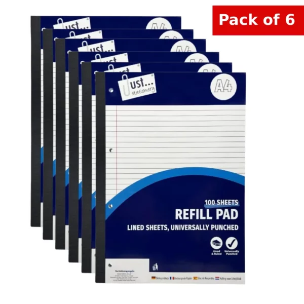 6 pack a4 lined refill pads