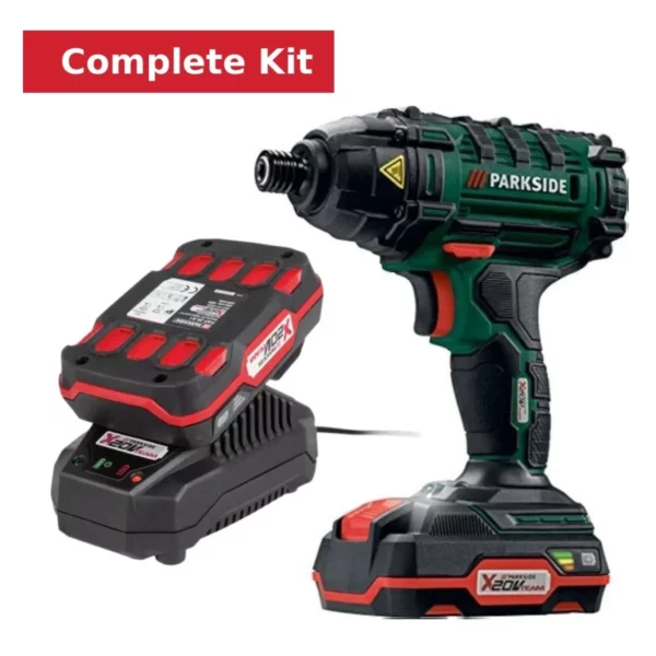 Parkside 20V Cordless Impact Driver Complete Kit – 2.0Ah Battery & Charger Included | High-Torque, Compact Power Tool