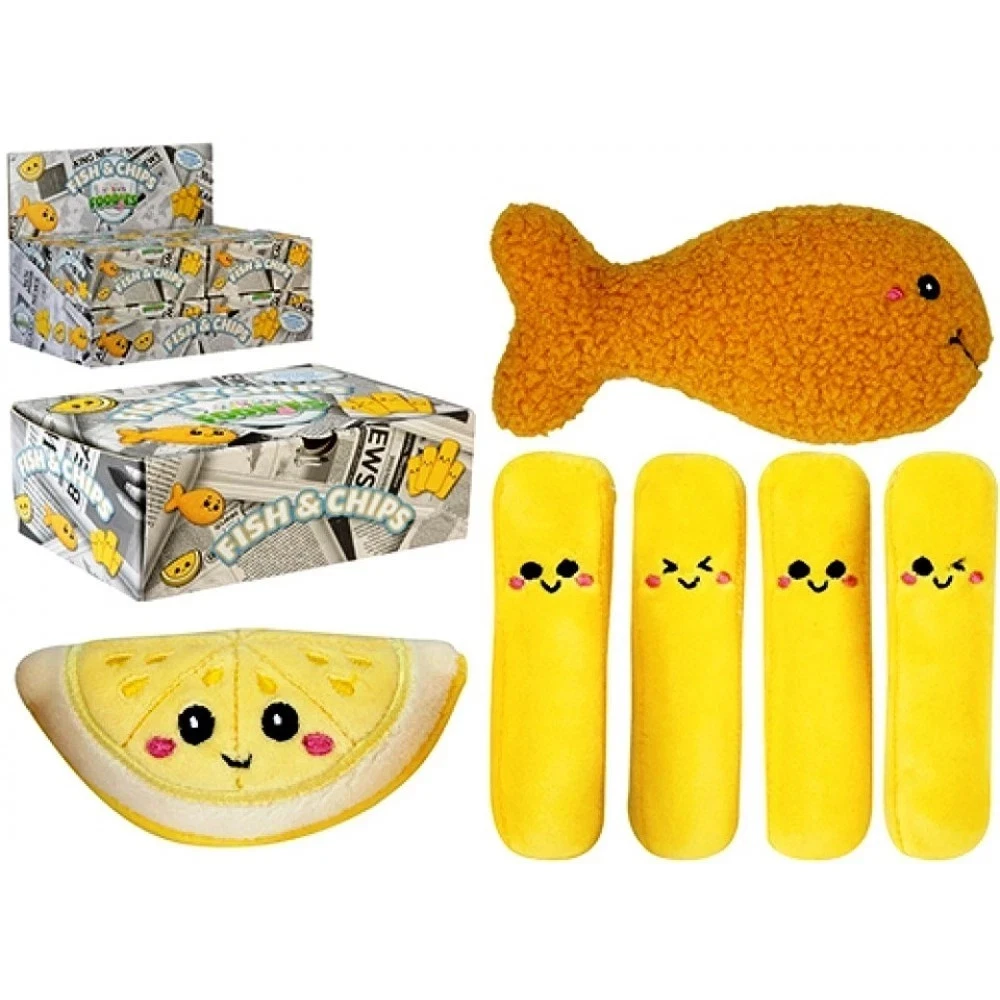 s-l1600 (5) Softlings Foodies Fish And Chips Plush Soft Toy Set Gift Oh So Soft - NEW Boxed - Image 1